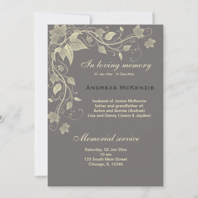 In Memoriam Announcement (Front)