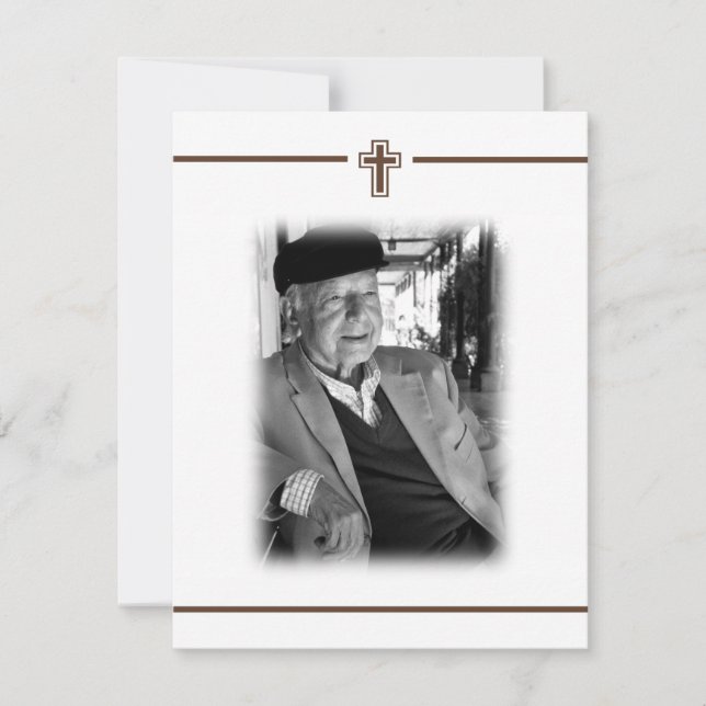 In Memoriam Crucifix Cross Death Notice Photo Invitation (Front)