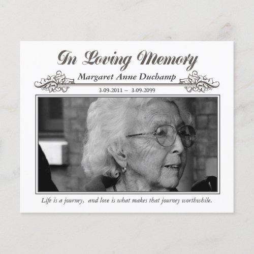 In Memoriam Loving Memory Funeral Photo Hand Out Flyer