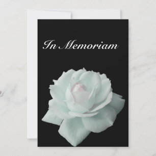 In Memoriam White Rose on Black Invitation