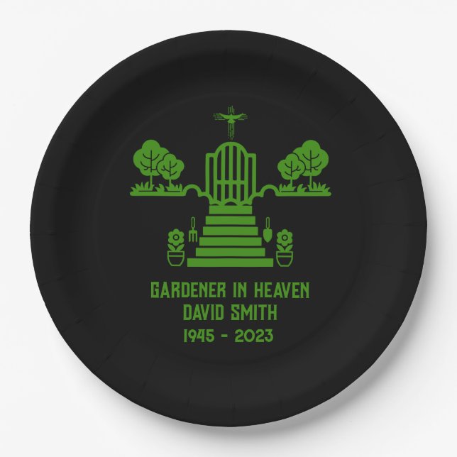 In Memory Bereavement Gardener Funeral Paper Plates (Front)
