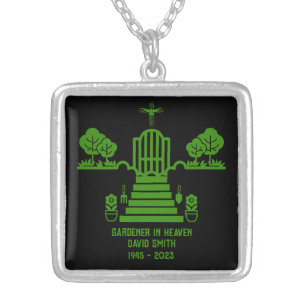 In Memory Bereavement Gardener Funeral Silver Plated Necklace