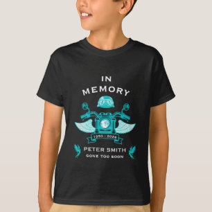 In Memory Black Motorbike Rider Biker Funeral T-Shirt