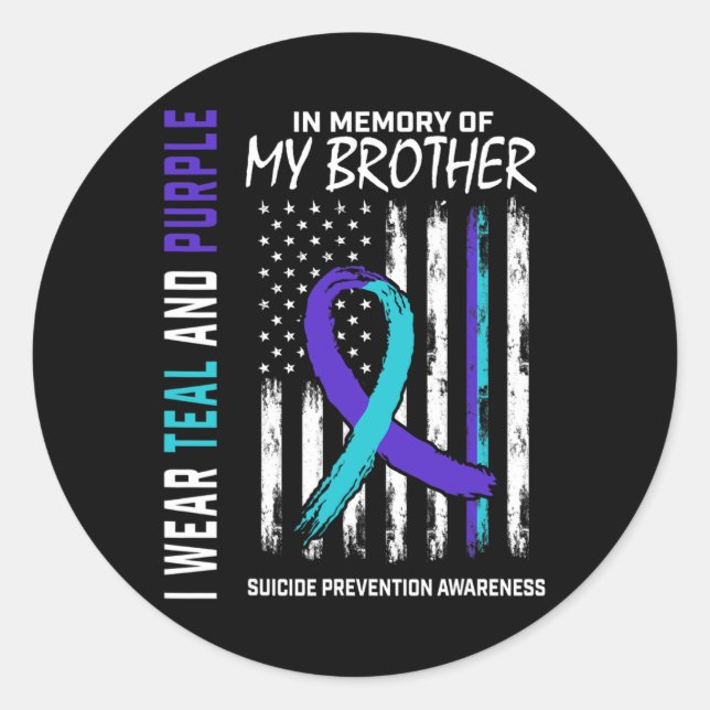 In Memory Brother Suicide Awareness Prevention Ame Classic Round Sticker (Front)