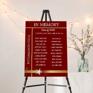 In Memory. Class Reunion Tribute Board