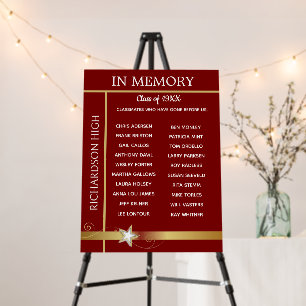 In Memory. Class Reunion Tribute Board