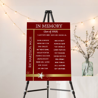 In Memory. Class Reunion Tribute Board