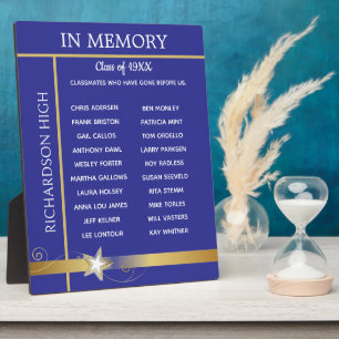 In Memory. Class Reunion Tribute Easel Plaque