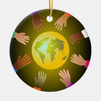 In Memory Colourful Hands Ceramic Ornament by prawny at Zazzle