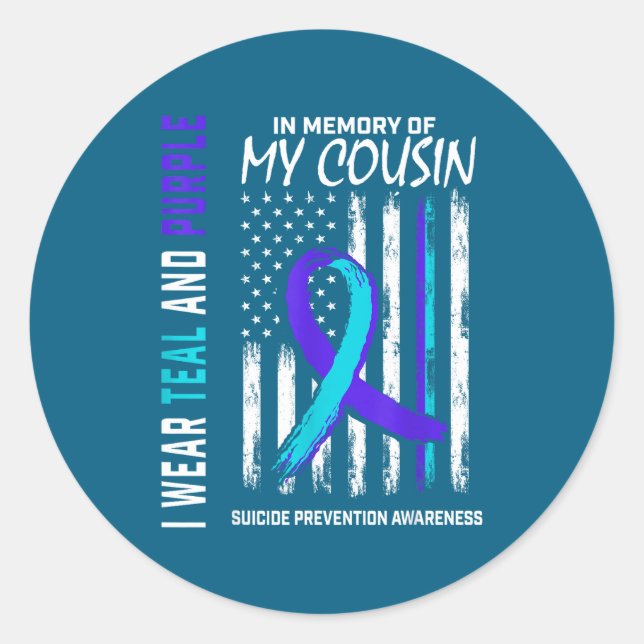 In Memory Cousin Suicide Awareness Prevention Amer Classic Round Sticker (Front)