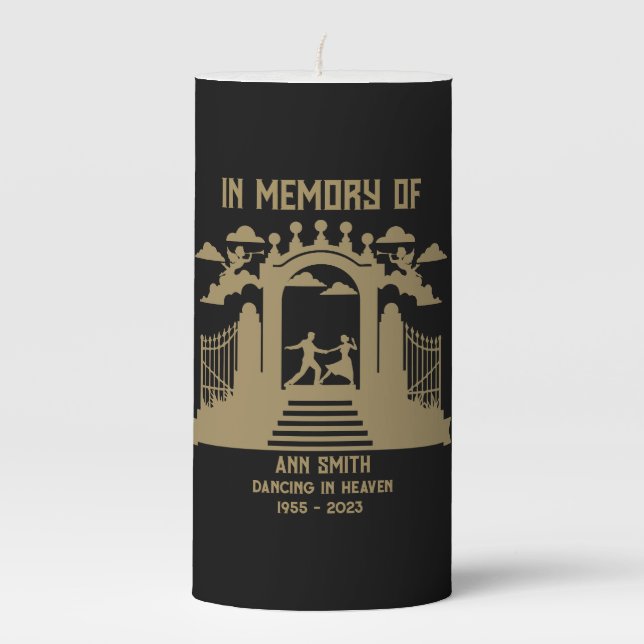 In Memory Dancers Funeral Pillar Candle (Front)