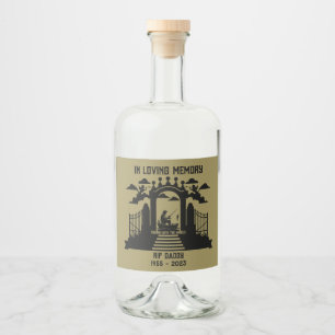 In Memory Fishing Funeral Liquor Bottle Label