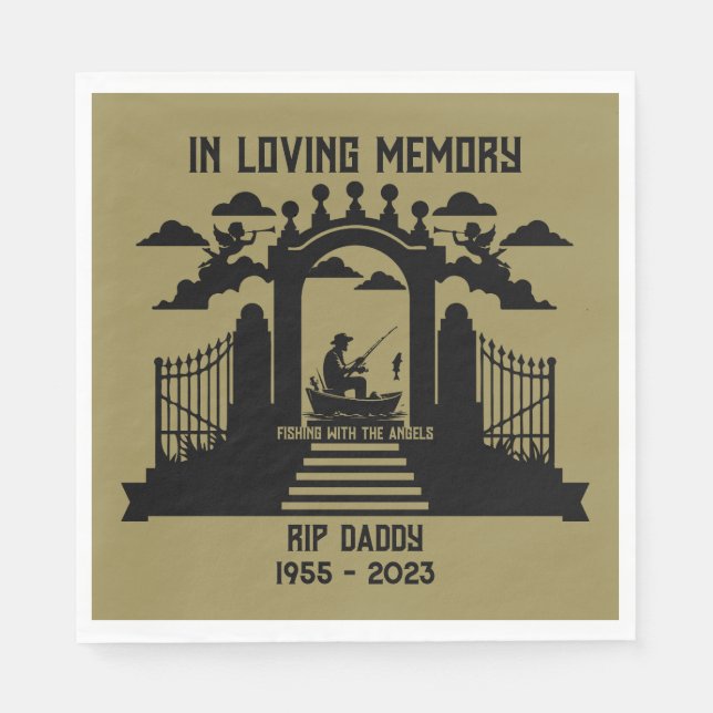 In Memory Fishing Funeral Napkins (Front)