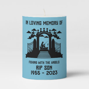 In Memory Fishing Funeral Pillar Candle