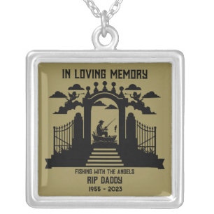 In Memory Fishing Funeral Silver Plated Necklace