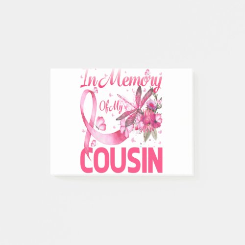 In Memory For My Cousin Dragonfly Breast Cancer Post_it Notes