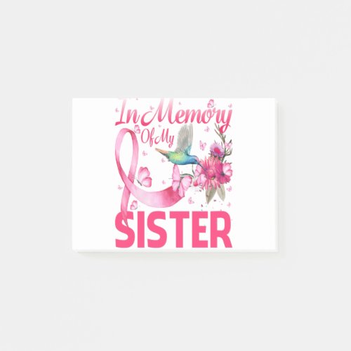 In Memory For My Sister Hummingbird Breast Cancer Post_it Notes