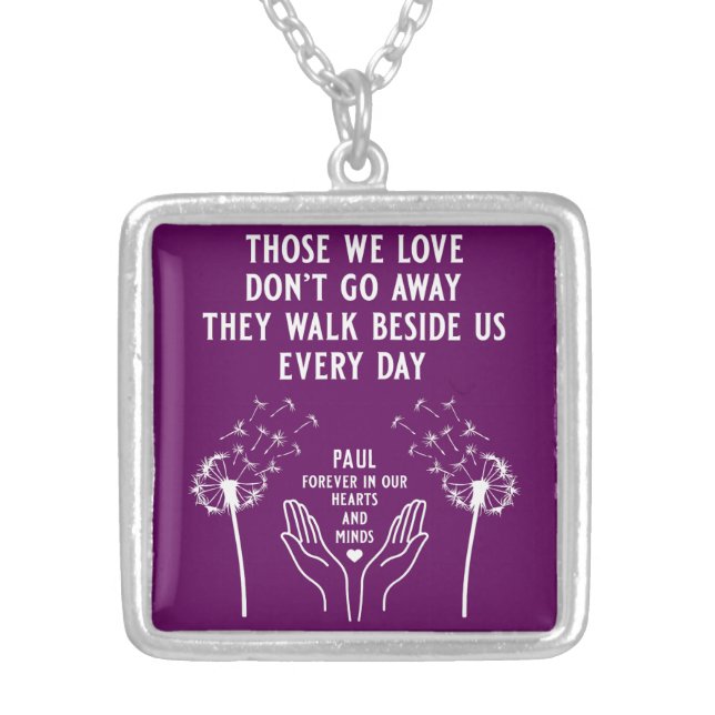 In Memory Funeral Reception Silver Plated Necklace (Front)