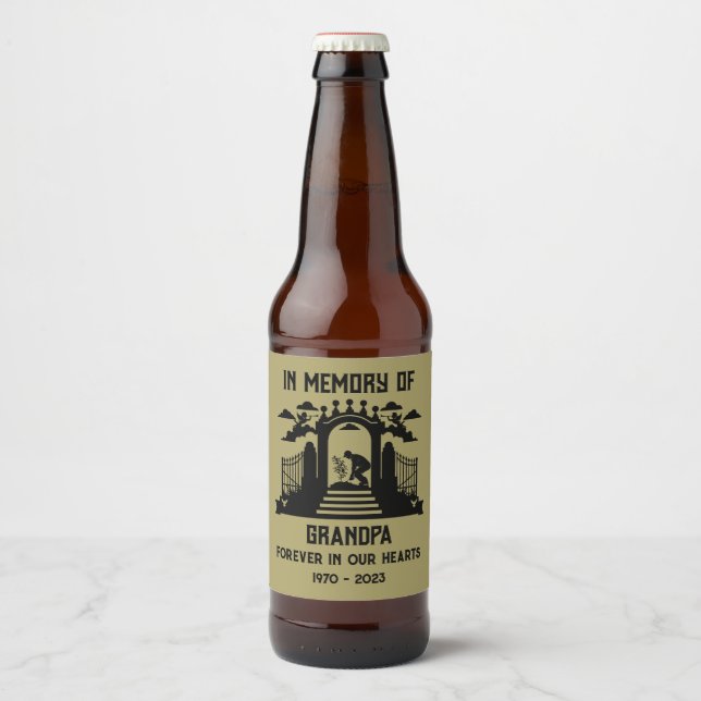In Memory Gardeners Funeral Beer Bottle Label (Front)