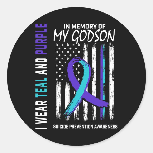 In Memory Godson Suicide Awareness Prevention Amer Classic Round Sticker (Front)