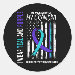 In Memory Grandpa Suicide Awareness Prevention Ame Classic Round Sticker
