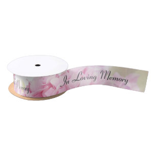 In Memory Hydrangea Blossoms satin ribbon