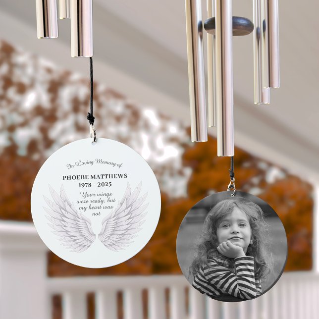 In Memory Memorial Wings Personalized Photo Wind Chime (Creator Uploaded)