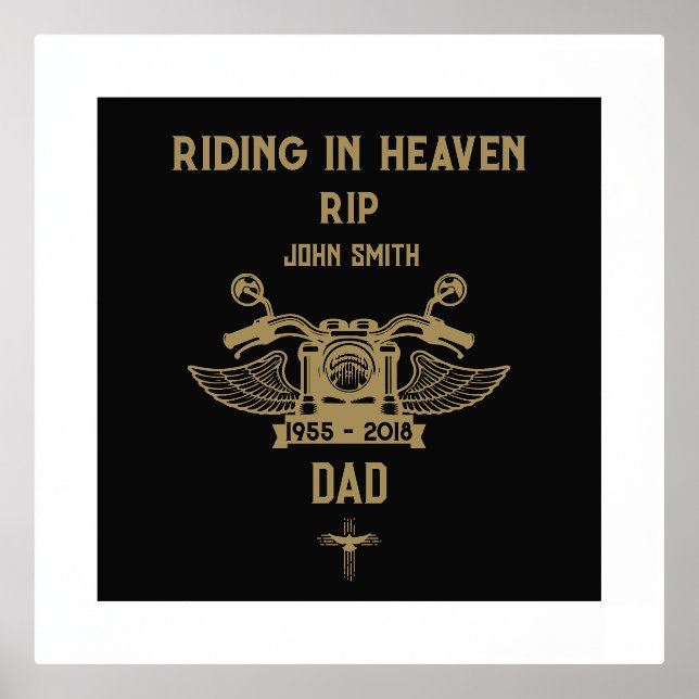 In Memory Motorbike Rider Biker Funeral Foil Prints (Front)