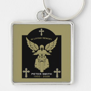 In Memory Motorbike Rider Biker Funeral Keychain