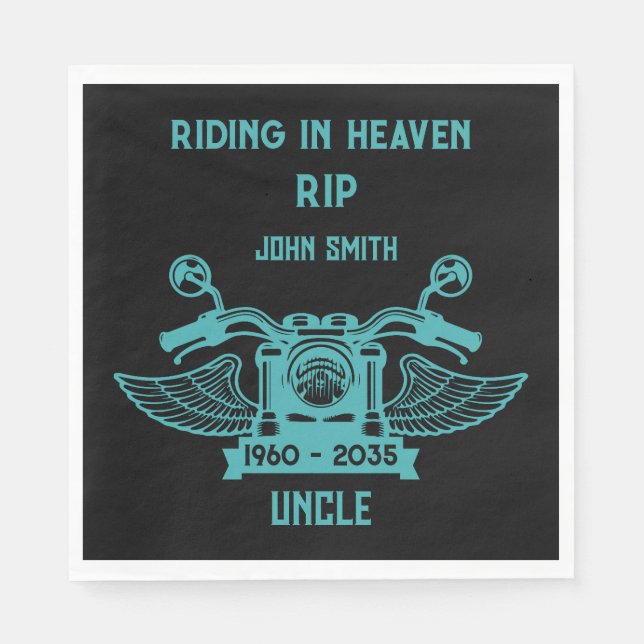 In Memory Motorbike Rider Biker Funeral Napkins (Front)