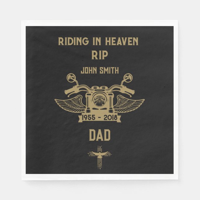 In Memory Motorbike Rider Biker Funeral Napkins (Front)