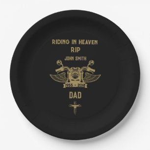 In Memory Motorbike Rider Biker Funeral Paper Plates