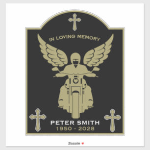 In Memory Motorbike Rider Biker Funeral Sticker