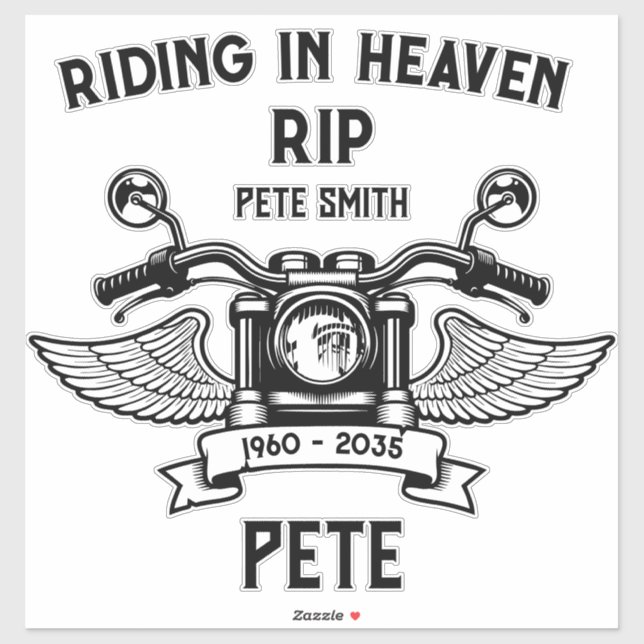 In Memory Motorbike Rider Biker Funeral Sticker (Sheet)