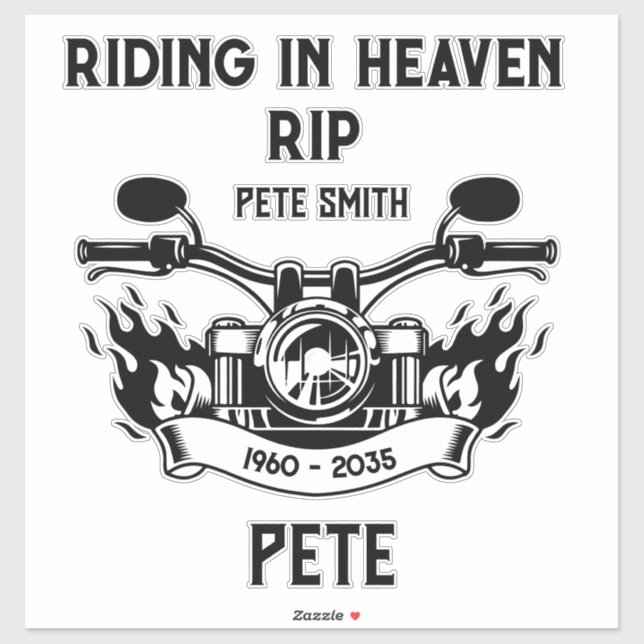 In Memory Motorbike Rider Biker Funeral Sticker (Sheet)