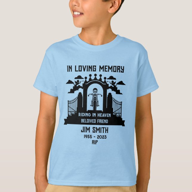 In Memory Motorbike Rider Biker Funeral T-Shirt (Front)