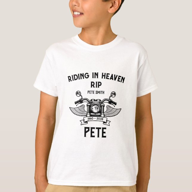 In Memory Motorbike Rider Biker Funeral T-Shirt (Front)