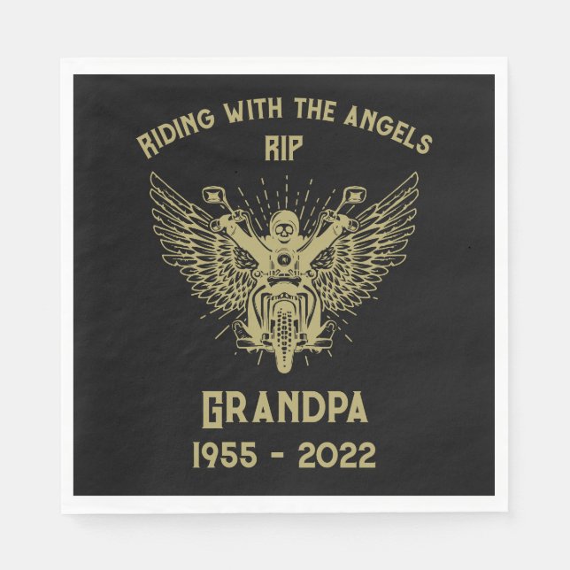 In Memory Motorbike Rider Funeral Napkins (Front)