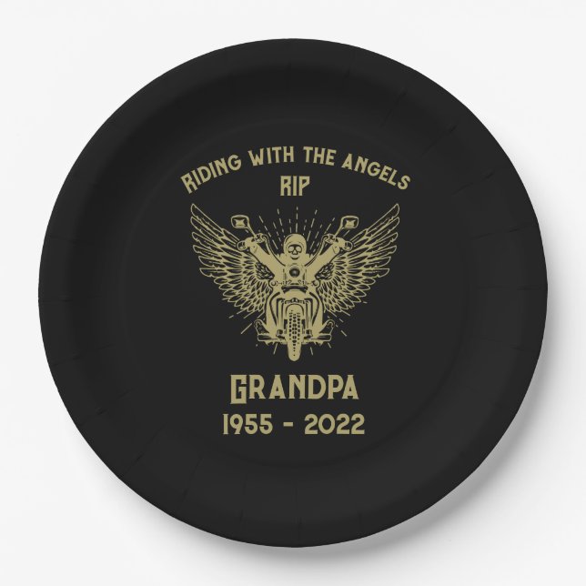 In Memory Motorbike Rider Funeral Paper Plates (Front)