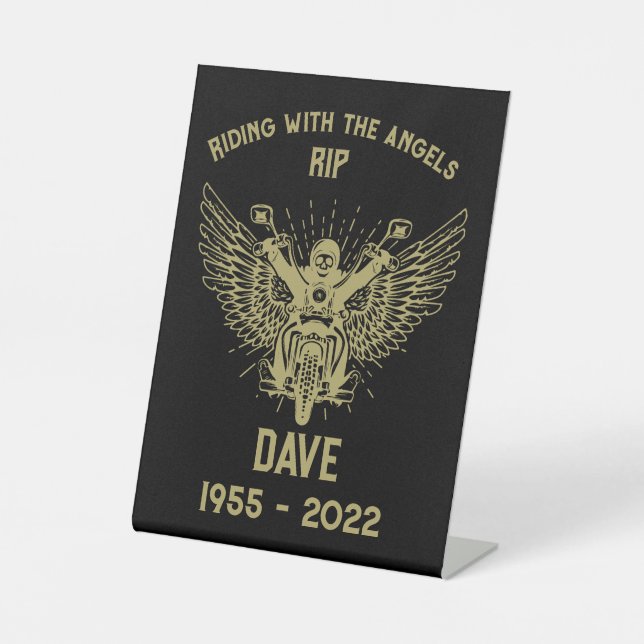 In Memory Motorbike Rider Funeral Pedestal Sign (Front)