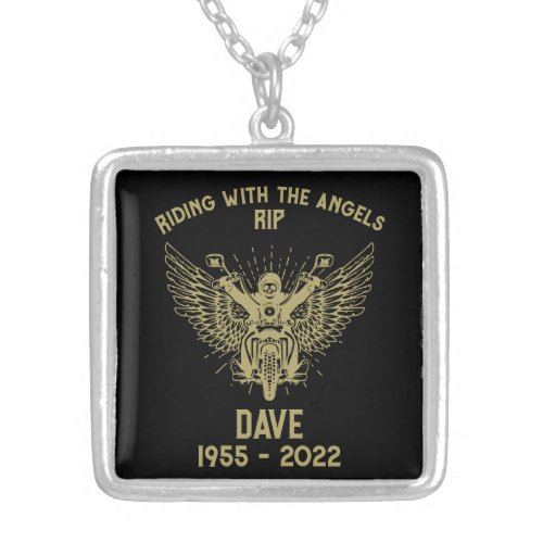 In Memory Motorbike Rider Funeral Silver Plated Necklace