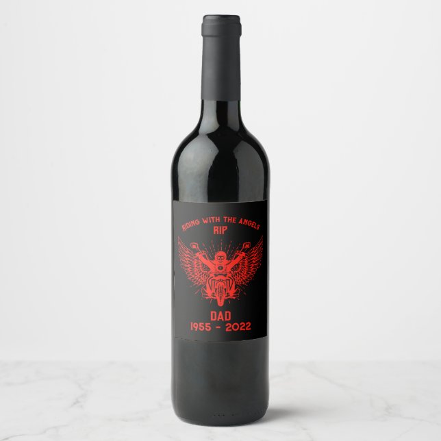 In Memory Motorbike Rider Funeral Wine Label (Front)