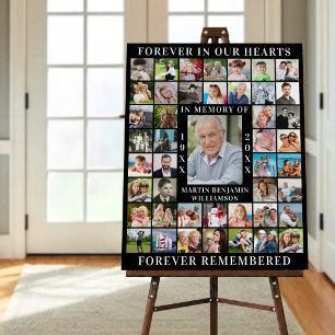 In Memory of 45 Photo Collage Black Foam Board