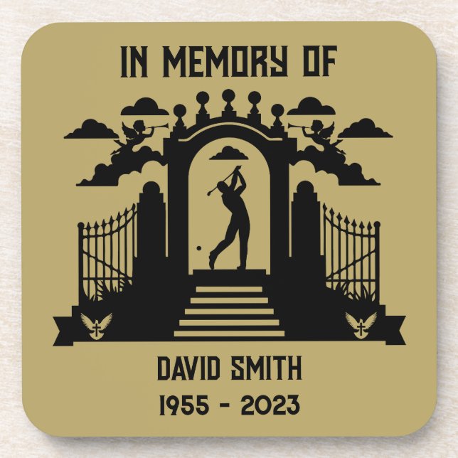In Memory Of A Golfers Funeral Beverage Coaster (Front)