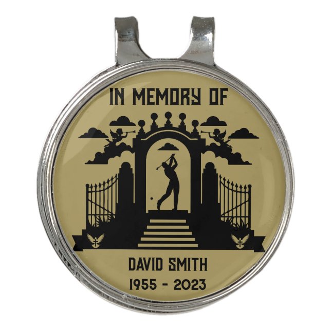 In Memory Of A Golfers Funeral Golf Hat Clip (Front)