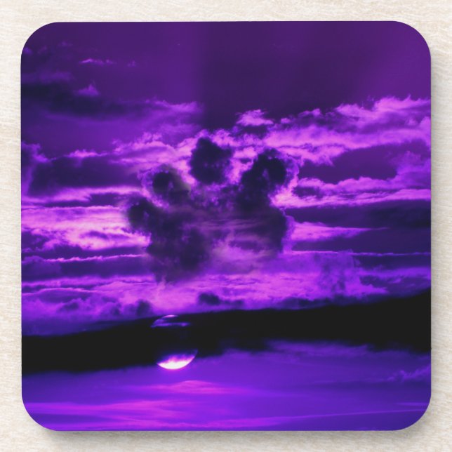 In Memory of a Pet, Pawprint Cloud  Beverage Coaster (Front)