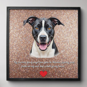 In Memory Of Black And White Pitbull Terrier Peel And Stick Photo Tile
