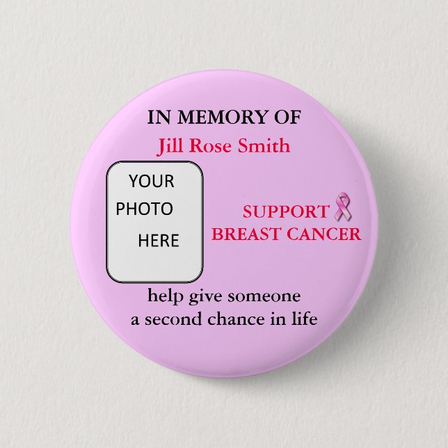 IN MEMORY OF Breast Cancer Button (Front)