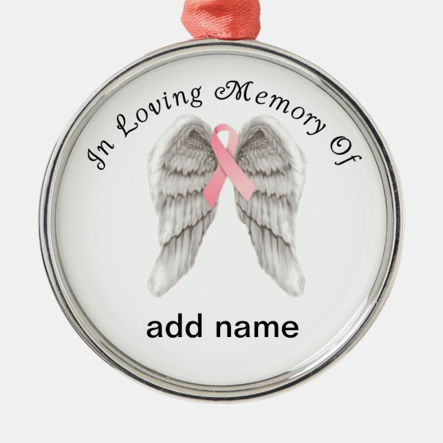 In Memory of Breast Cancer Christmas Ornament (Front)