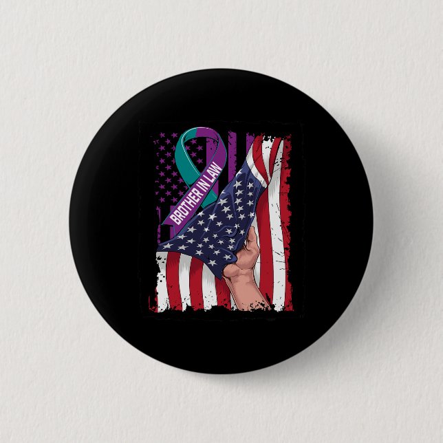 In Memory Of Brother In Law Suicide Awareness Usa  Button (Front)